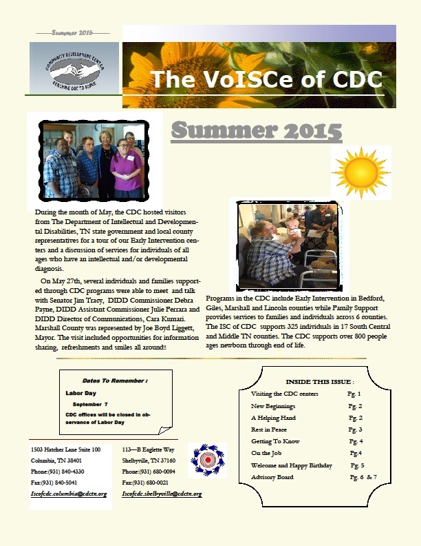 Independent Support Coordination Summer 2015 Newsletter