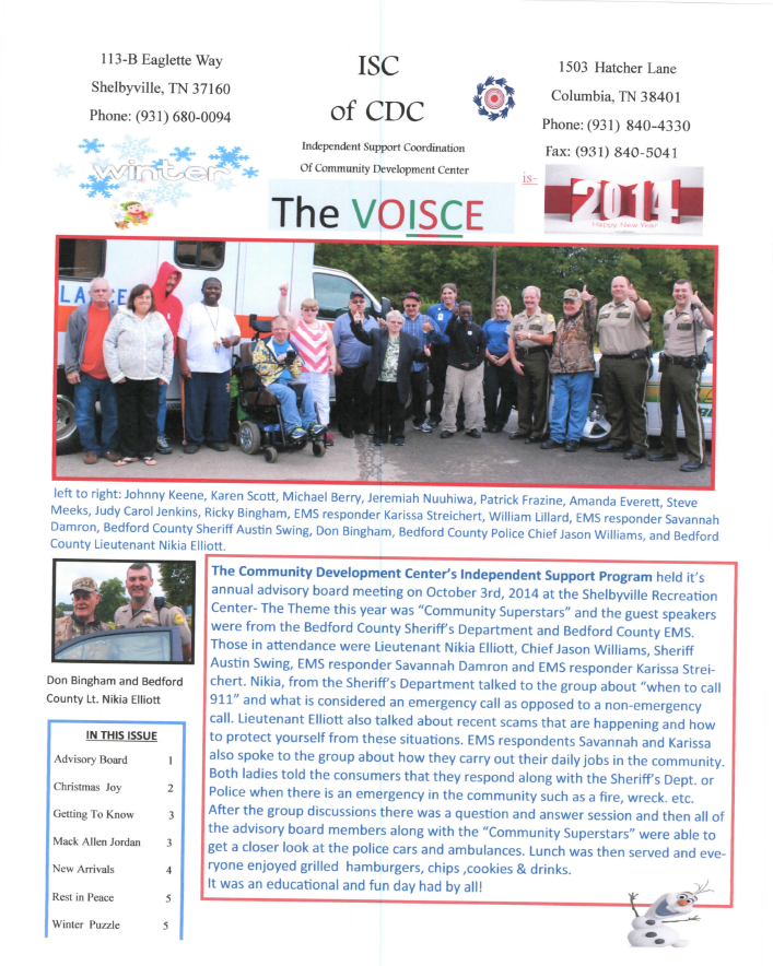 Independent Support Coordination Winter 2014 Newsletter